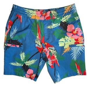 Tommy Hilfiger Men Swim Trunks Unlined Parrot Tropical Multi Color‎ Board Shorts